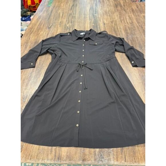 NWT!! Calvin Klein, Button Up, Gold Buttons, Size 22W, Goth, Tie Around Waist - Picture 4 of 9